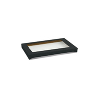 Rectangle Black Catering Tray Lid Small w PET Window Each
