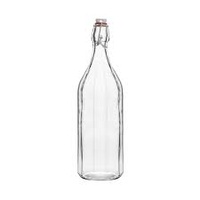 Glass Water Bottle Round Panelled 1000ml
