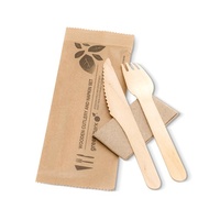 Wooden Fork Knife Spoon Napkin Set 400 Ctn