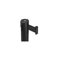 Retractable Barrier Post - Black with Black Belt