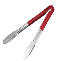 Vogue Colour Coded Red Serving Tongs 300mm