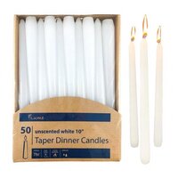 Lume Taper Dinner Candles White 10" 50Pk