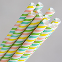 Paper Straw Regular Rainbow 250 Pk