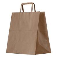 Brown Kraft Bag/Flat paper handle Medium/Takeaway 250pc/ctn