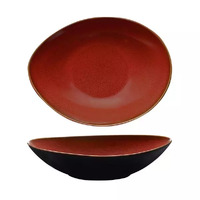 Luzerne Rustic Crimson Oval Share Bowl 280x215mm