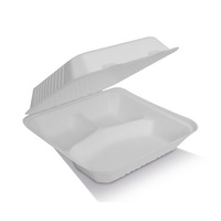 Sugarcane 9" 3 Compartment Clamshell 50pk