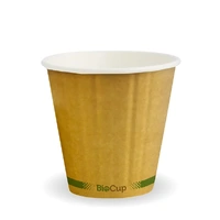 8oz (90mm) Kraft Green Stripe Double Wall Biopak Coffee Cup 1000 Ctn