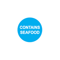 Food Advisory Label - Contains Seafood, 25mm circle, 1000 roll