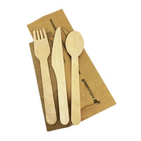 Bio Pak Wooden Fork Knife Napkin 50 pack 