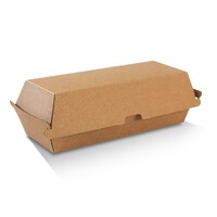 Hot Dog Box / Brown Corrugated Kraft / Plain sleeve 100 pack 