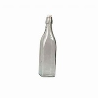 Glass Bottle 1lt Clear Square Swing