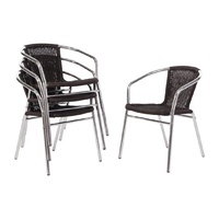 Bolero Black Wicker Chair with Aluminium Frame (Set 4)