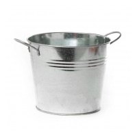 Silver tin Bucket with side handles