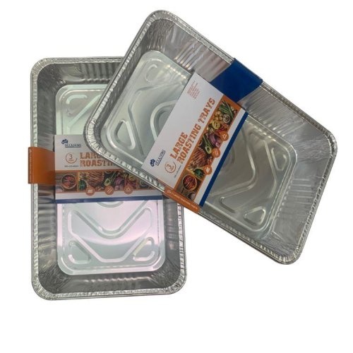 Large Rectangle Foil Roasting Tray 530x320x85mm 3 Packet