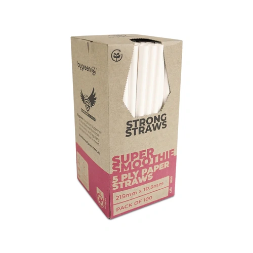 White Jumbo Paper Smoothie Straw 100pk