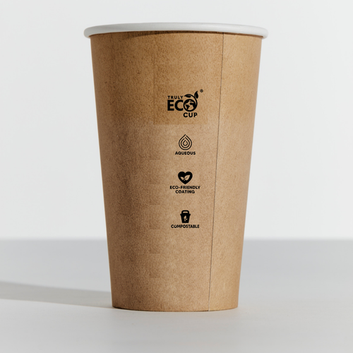 12oz Single Wall Aqueous Truly Eco Cup - kraft 50 sleeve