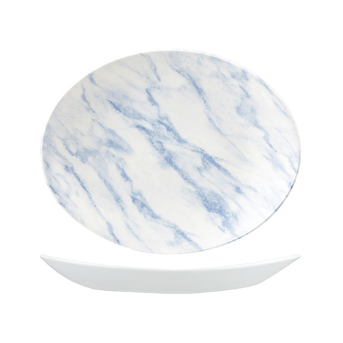 Churchill Oval Coupe Plate Blue Marble (317x255mm)