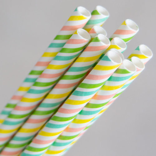 Paper Straw Regular Rainbow 250 Pk