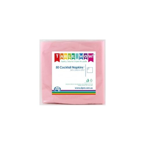 Cocktail Napkins Light Pink 50pk