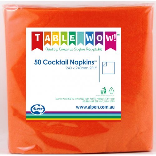 Cocktail Napkins Orange 50pk