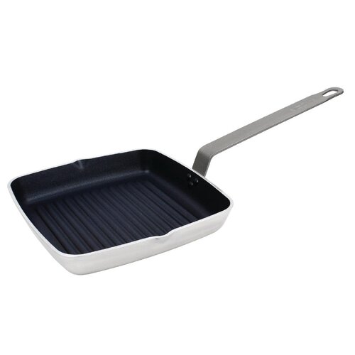 Vogue Teflon Square Non Stick Ribbed Skillet Pan 240mm