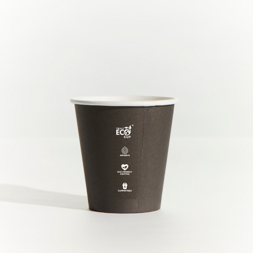 Pinnacle 8oz Truly ECO Single wall Black Coffee Cup Sleeve 50