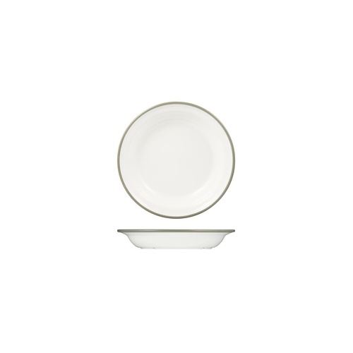 Evoke Melamine Round Deep Plate 200mm White With Grey Rim