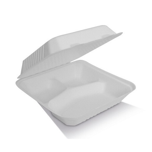 Sugarcane 9" 3 Compartment Clamshell 50pk