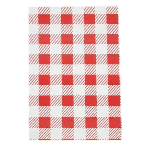 Grease Proof Paper Red Gingham 1/2 size 190x150mm (400 Pack)