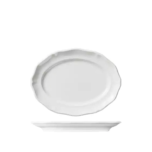 Luzerne Astoria Scalloped White Oval Plate 250mm