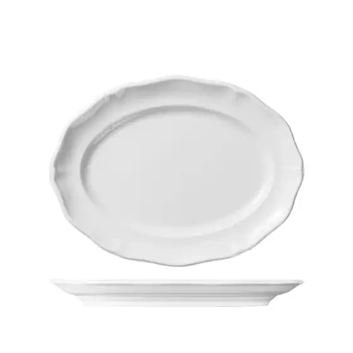 Luzerne Astoria Scalloped White Oval Plate 300mm