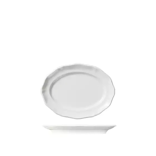 Luzerne Astoria Scalloped White Oval Plate 200mm