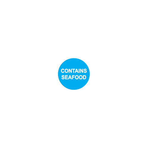 Food Advisory Label - Contains Seafood, 25mm circle, 1000 roll