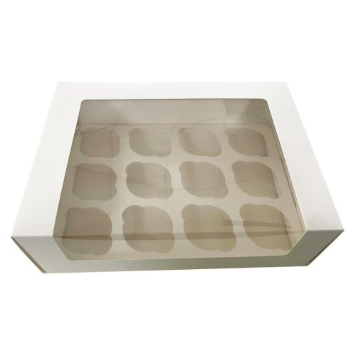 Cupcake Box White 12 cup P1 Flat 350x350 8 Pack