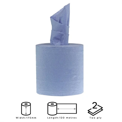 Jantex Centre Feed 2ply Paper Roll Blue (480 sheet)