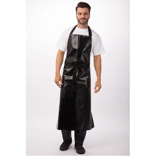 ChefWorks Long PVC Black Bib Apron