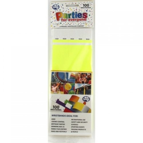 Wristband Tyvek Yellow 100pk