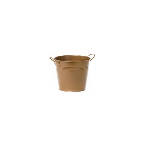 Tin Bucket with handles - Brass Gold 18Dx15cmH
