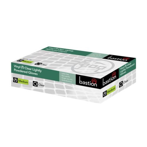 Bastion Glove - Vinyl, Lightly Powdered, Clear, Medium