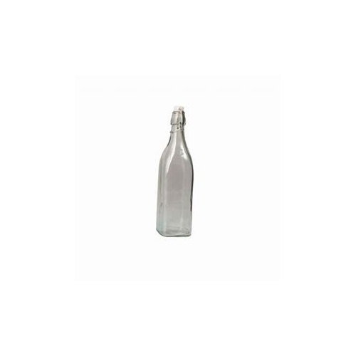 Glass Bottle 1lt Clear Square Swing