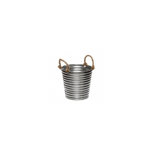 Silver Rustic Bucket with rope handles