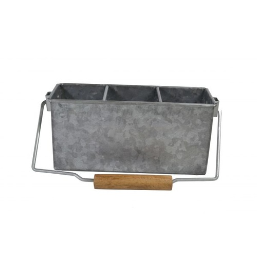 Galvanised 3 comp caddy with handle